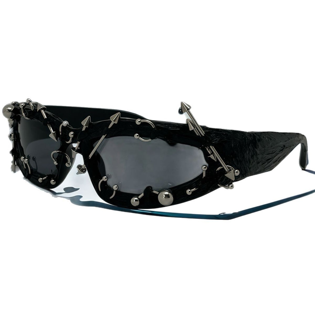 K Punk Decorative Rivets Trend Street Snap Glasses