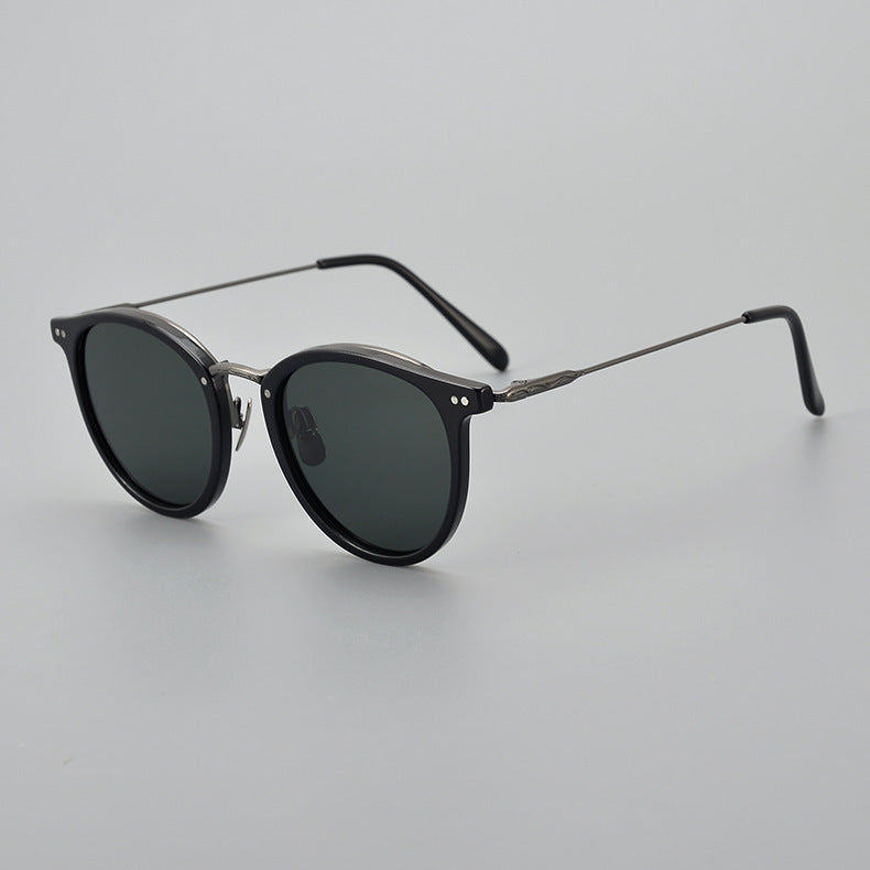 K Transparent Japanese Handmade Medium Gold Pure Titanium Polarized Sunglasses