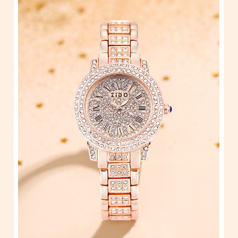 K Fashionable Diamond-Encrusted Sports Watch For Women